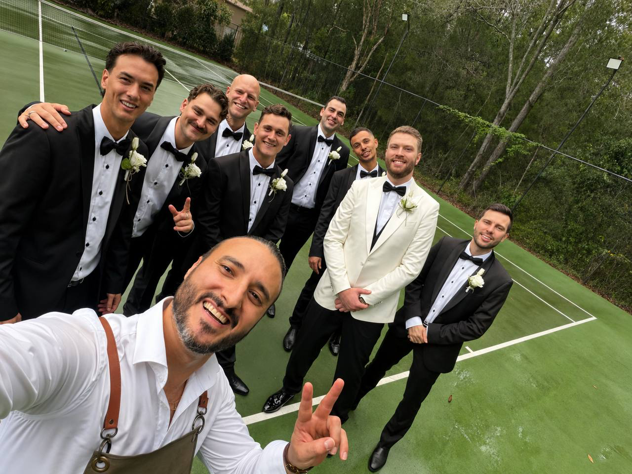 Ben with the groom and groomsmen on the day
